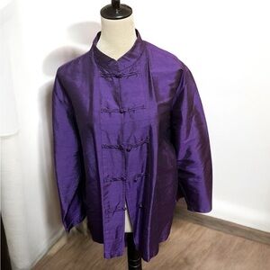 Clio 100% Silk Purple Blouse Elegant Top
